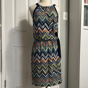 Apt. 9 Chevron Print Midi Dress - Navy, Orange, White